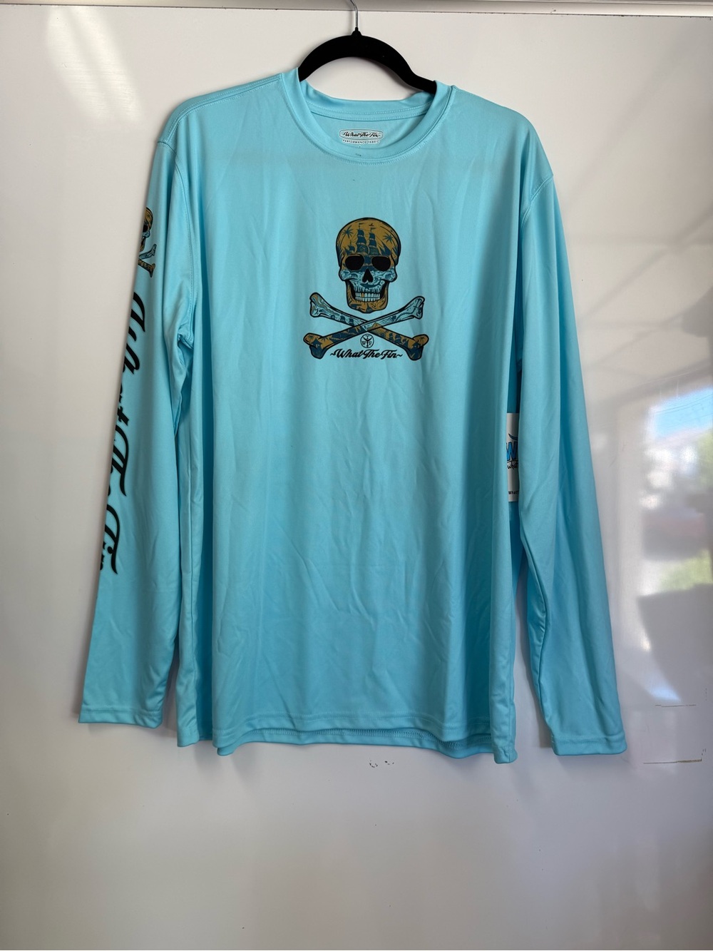 Men's Aqua Skull Long Sleeve Performance Tee